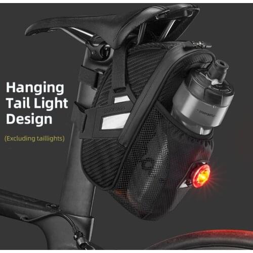 ROCKBROS Bicycle Rear Bag Double Zipper Reflective Cycling Saddle Bag Bottle Pocket Bicycle Bag MTB Road Bike Accessories