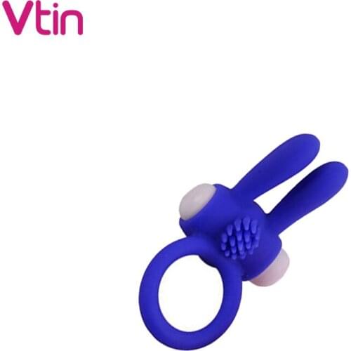 Vibrating Delay Ejaculation Cock Ring Soft Silicone Penis Ring Cockring Adult Sex Toys With Rabbit Ears for Couples Sex Shop