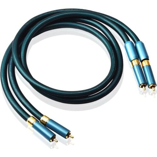 X-021 8N single crystal copper plus single crystal silver HIFI fever signal cable audio cable 2RCA double lotus head cable power
