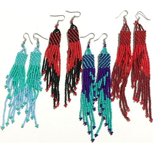 Gothletic Seed Bead Drop Earring 130MM Long Beaded Tassel Earrings for Women Brinco 100% Handmade Bohemia Jewelry 2020 NEW
