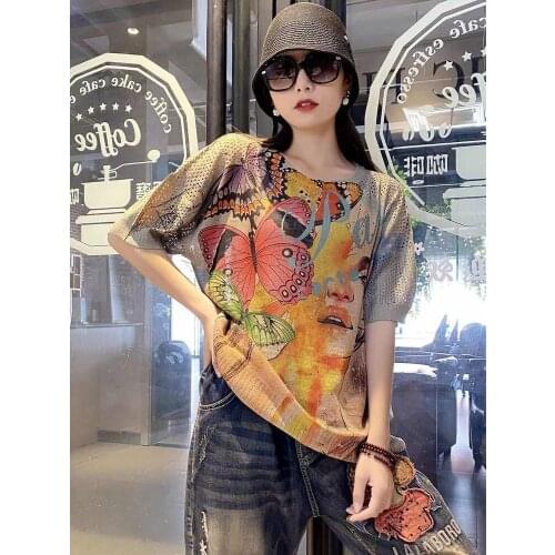 Multi-color Punk Goth Shirt Gothic Streetwear Hollow Out Graffiti Tops Women Nice Short Sleeve Kawaii Sweater Womens Clothing