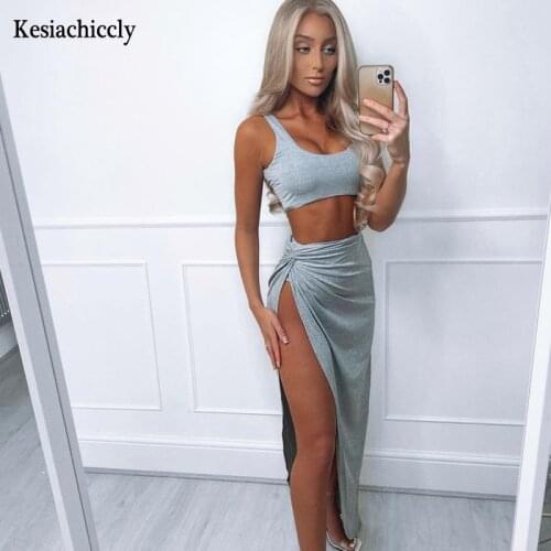 Kesiachiccly Square Collar Maxi Dress Women Spaghetti Strap Backless Long Dress Summer Side Split Party Club Wear Sexy Dress