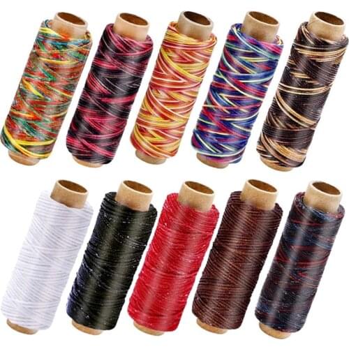 Nonvor 10 Colors Flat Waxed Sewing Line thickness Waxed Thread for Leather Waxed Cord for Leather Craft Hand Stitching Thread