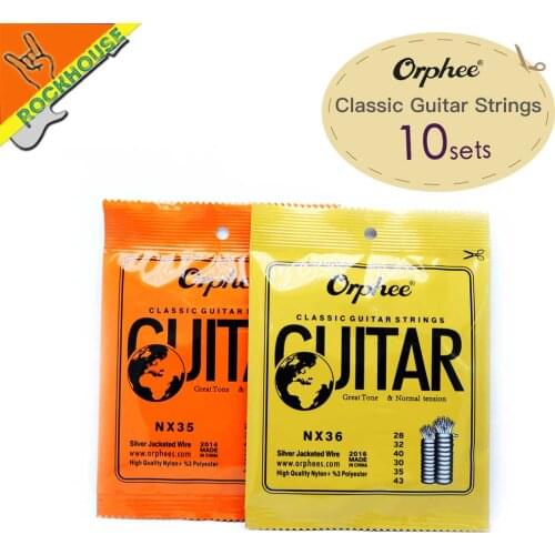 10sets Orphee Classical Guitar Strings Nylon+3%Polyester Classic guitarra strings normal & hard tension Vacuum packing