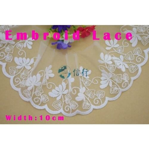 10cm width Cotton embroid lace sewing ribbon guipure trims or fabric warp knitting DIY Garment Accessories free shipping#3376