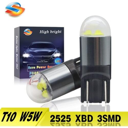 2PCS T10 W5W LED Car Bulbs 2525 XBD Chip 3SMD Compressive Constant Current License Plate Lights Super Bright White Lamp 12-24V