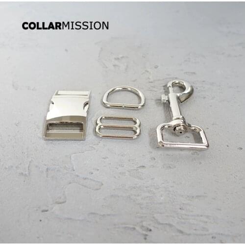 20pcs/lot (metal buckle+adjust buckle+D ring+metal dog clasp/set) DIY dog collar 25mm webbing sewing accessory premium quality