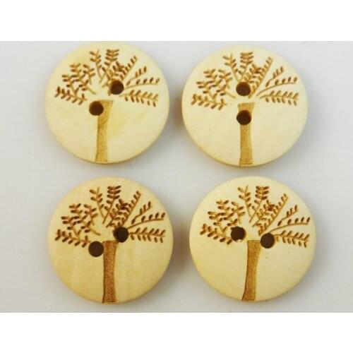 50PCS 20MM tree painting wooden carving buttons coat boots sewing clothes accessories MCB-365