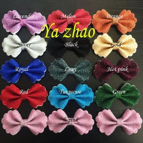 3.2inch Fabric Hair Bows Pretty Baby Grils Sparkle Felt Bows for Clips Headbands 60pcs/lot free shipping 13colors IN STOCK