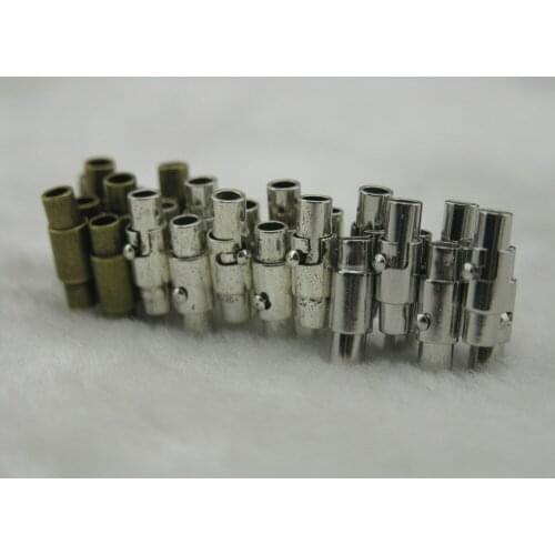 3 Colors--20 Sets Brass Base Tube Magnetic Clasp End Cap with Additional Adjustable Snap Lock Bracelet Clasp 3.0mm--CLP1197