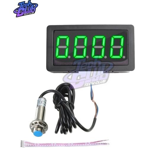 4-Bit LED Digital Tachometer RPM Speed Meter+Hall Switch Proximity Switch Sensor DC 8-15V Measuring 10-9999RPM Red Green Blue
