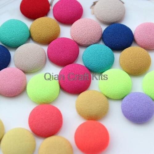 500pcs 15mm round solid color textured fabric covered button with flatback,wrapped D25