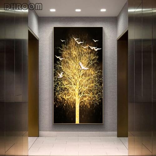 Abstract Decorative Paintings Gold Leaf Wall Art Canvas Interior Painting Modern Poster and Print for Living Room Home Decor