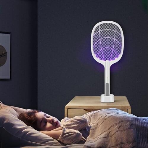 USB Rechargeable Electric Mosquito Swatter With UV Lamp Killer Handheld Racket Insect Fly Bug Wasp Fly Swatter Electric Tennis B