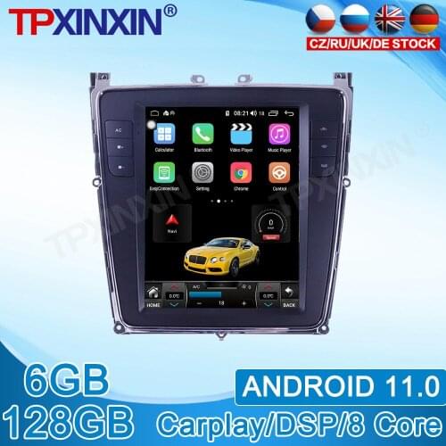 Android 11.0 For Bentley Continental 2012-2019 Tesla Style Vertical Screen Navigation 128GB Car Multimedia Radio Player Carplay