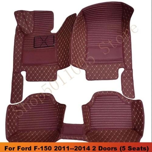 Car Floor Mats For Ford F-150 2011 2012 2013 2014 2 Doors (5 Seats) Car Carpets Leather Dash Mats Car Exterior Accessories