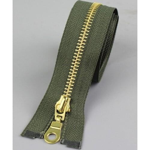 Free shipping 5pcs/lot 5# army green zipper Clothes metal zipper with golden teeth bag zipper 70cm 80cm