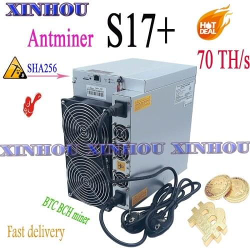 Bitmain Antminer S17+ 70T sha256 BTC Bitcoin miner better than Asic S17 T17 S9 T9 Innosilicon T2T T3 WhatsMiner M20S M21S M30S