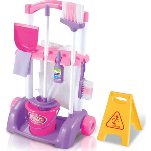 Childrens Cleaning Kit with Cart Cleaning Supplies Tool Set Childrens Simulation Play House Educational Toys for Girls