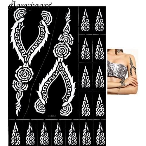 1 Piece Indian Henna Tattoo Stencil Hollow Airbrush Painting Flower for Women Arm Art Henna Tattoo Stencil Sexy DIY Product S309