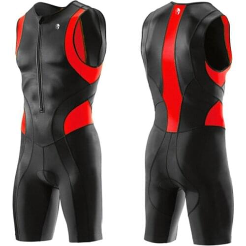 Quality Mens Sleeveless Triathlon Clothing Lycra Black Red Blue Breathable Mountain Bike MTB Road Bike Cycling Tri Suit