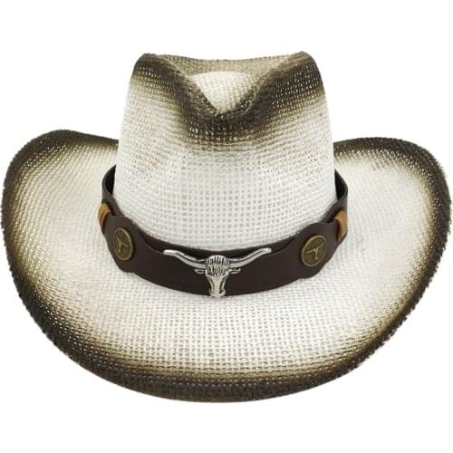 Men Women Retro Cap Western Cowboy Riding Hat Leather Belt Wide Brim Cap Hat Beach Sun Protection Sun Hats Outdoor Sunhat