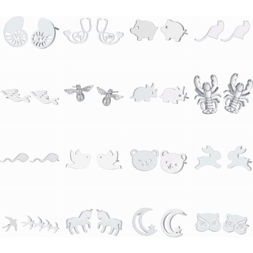 Tiny fashion Gold Womens Earrings Girls Baby Children Jewelry Rabbit Horse Bird Bear Cat Bee Animal Stud Earrings Cheap Gift