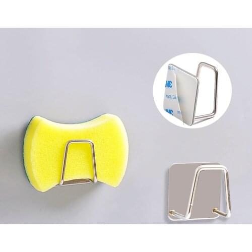 Kitchen 304 Stainless Steel Sponges Holder Sink Drainer Drying Rack Cleaning Sponge Rack Hooks Accessories Tools Dropship