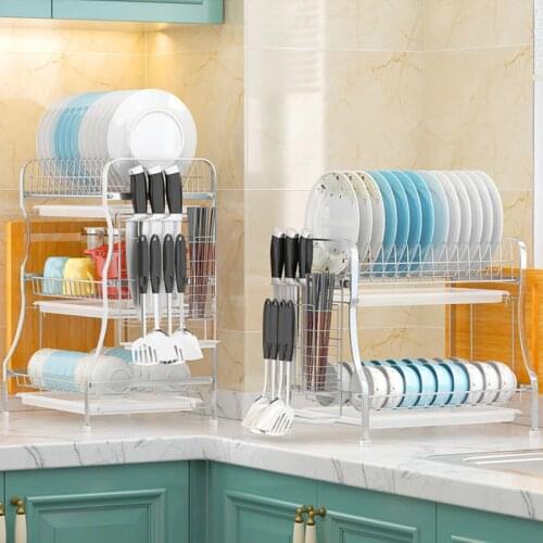Kitchen Rack 304 Stainless Steel Kitchen Organizer Dish Drainer , Cutting Board Holder and Dish Drainer for Kitchen Counter