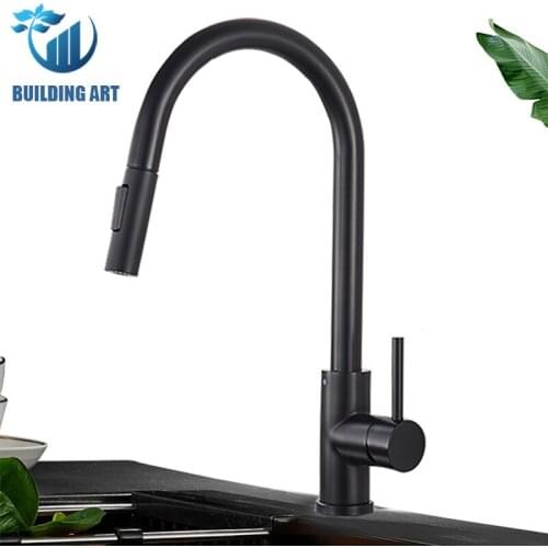 Black /Nickel Kitchen Faucet Pull Out Kitchen Sink Water Tap Single Handle Mixer Tap 360 Rotation Kitchen Shower&Column Faucet
