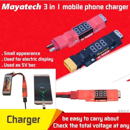 High Quality Mayatech 3 in 1 Lipo Battery Discharge Tester USB Discharge Indicator With T Plug XT60 Plug For RC Drone Models