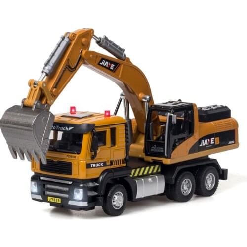 Simulation 1:50 Excavator/Mixer Alloy Model Truck Sound Light Pull Back Toy For Children Gifts
