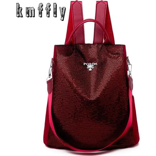 KMFFLY New Oxford Backpack Women Bagpack Designer Female Back Pack Cool Multifunction Backpacks for Girls Bookbag Mochila Mujer