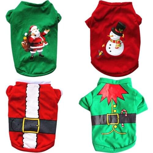 Pet Dog Clothes Christmas Cute Cartoon Clothes For Small Dog Cloth Costume Dress Xmas Apparel For Kitty Dogs