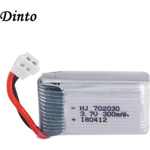 Dinto 1pc 3.7V 300mAh 702030 Rechargeable Lithium Polymer Battery Cells for MP3 MP4 GPS Drone Batteries for RC JJRC JJ-1000