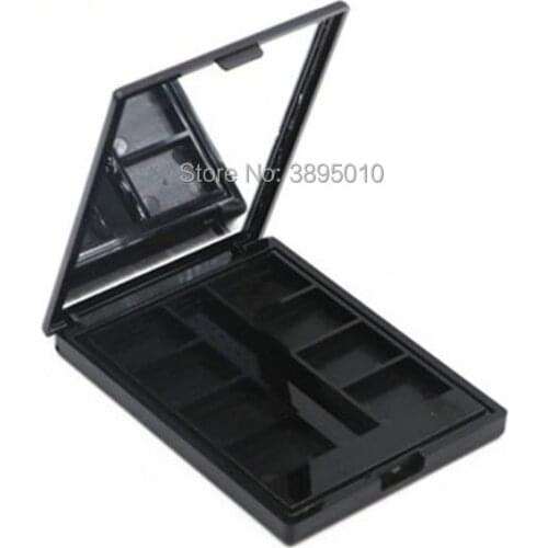 Plastic empty 8 compartments eyeshadow container DIY 8 holes black eyeshadow case F642