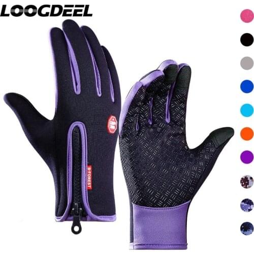 LOOGDEEL Fishing Full Finger Gloves Touchscreen Winter Thermal Rainproof Fishing Gloves Anti-slip Wearable Outdoor Gloves