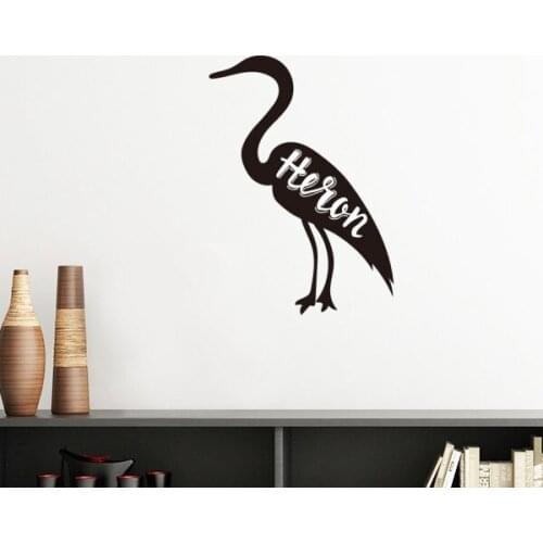 Grey Heron Black And White Animal Silhouette Removable Wall Sticker Art Decals Mural DIY Wallpaper for Room Decal