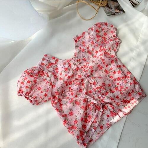 2020 New Girls Printed Shirt Chiffon Summer Fashion Girls Blouse 1-6t QA546