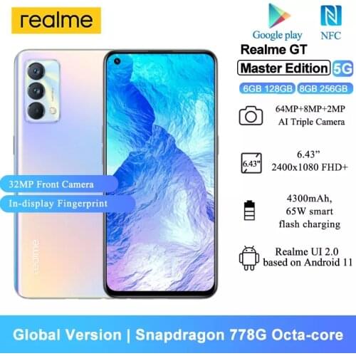 Global Version Realme GT Master Edition NFC Smartphones 6.43" Snapdragon 778G Octa-core Mobile Phones 4300mAh 64MP Rear Camera