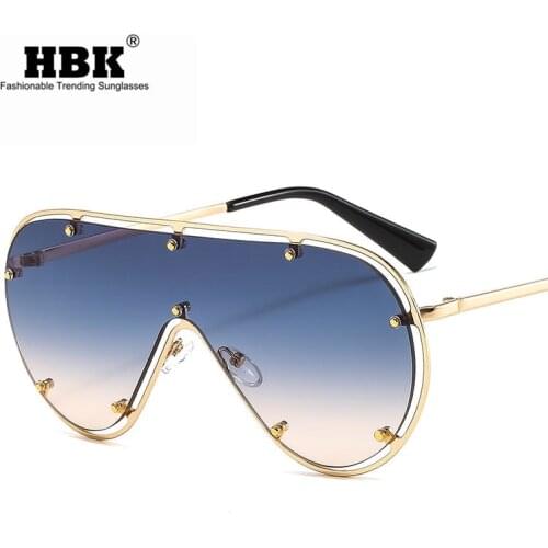 HBK New Shield Sunglasses Men Women Goggle Fashion Color Lens Alloy Frame High Quality Rectangle Brand Designer Sunglasses UV400