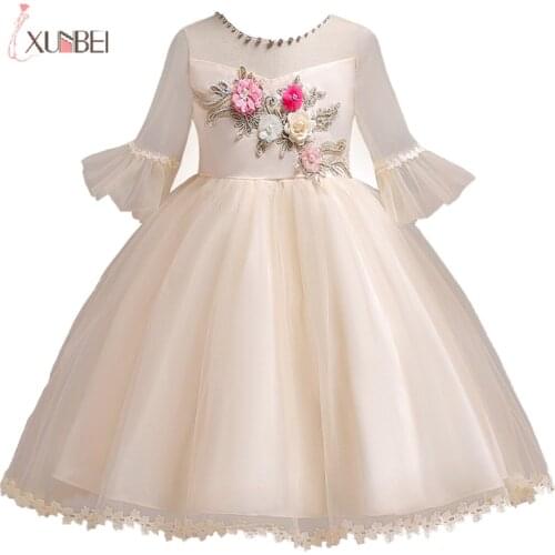 Princess Tulle Flower Girl Dress 2020 Appliqued Pageant Dresses For Children Dress Ball Gown Women Prom Cocktail Party Dress