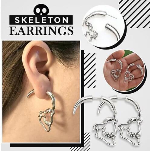 Vintage Skull Earrings For Women Skeleton Earrings Creative Hollow Piercing Face Earrings Trend Jewelry Accessories Earrings
