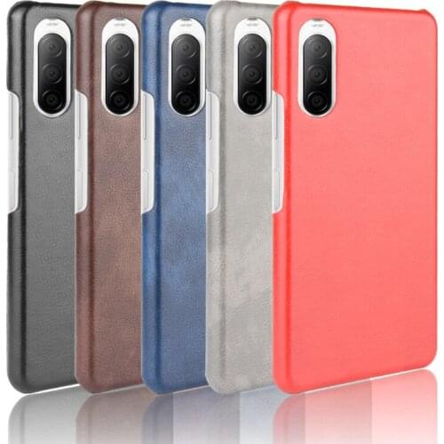 For Xperia 1 II Half-Wrapped Case Vintage Business Leather Coque Cool Hard PC Capa Litchee Shell for Sony Xperia10 III Para