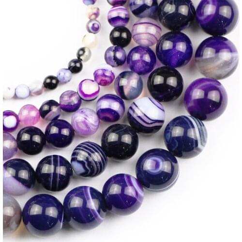 YHBZRET Violets tripes carnelian Natural Stone Spacer Loose Beads For Jewelry making 4/6/8/10/12MM DIY Bracelet Accessories