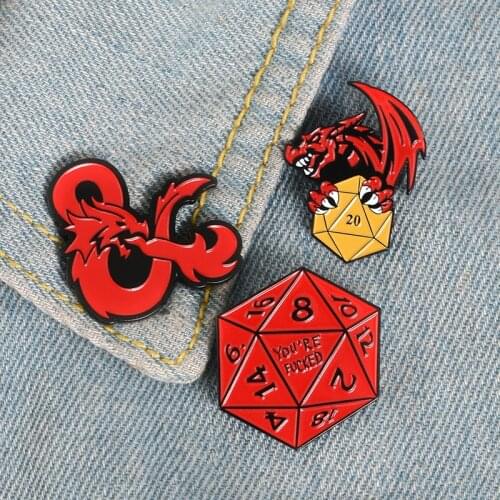 Fun Cartoon Animal Red Dragon Dinosaur 20 Figure Enamel Brooch Alloy Badge Cowboy Clothes Bag Pin Accessories Jewelry Gift