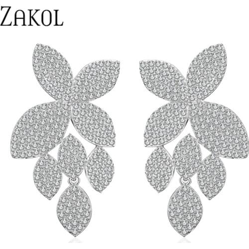 ZAKOL Elegant High Quality Cubic Zirconia Butterfly Earrings for Women Wedding Dinner Holiday Birthday Gift Jewelry FSEP2281