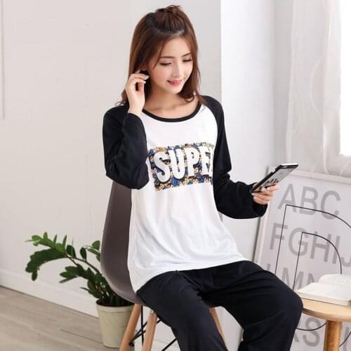 Mujer Autumn winter sleepwear set for women New home suit striped bunny Printed pyjamas fashion female Long Sleeve Cute pijama