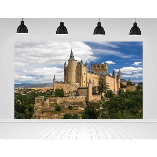 Scopiso Scenic Backdrop The Medieval Castle Vinyl Photography Background Under Blue Sky Is Used For Travel Photo Studio Props