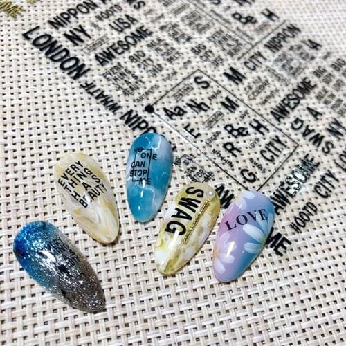 1Pc 10X8cm Words / Quotes / Letters / Messages Collage Portrait Nail Sticker/ Girl Face Sticker/Calligraphic 3D Nail Art Decal